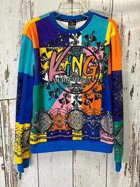 Switch "King Of The Streets" Sweater Color Block Men's Crewneck Size Small